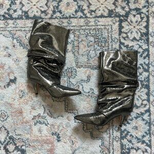 Marc Fisher Black Metallic Heeled Boots